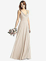 Front View Thumbnail - Oat Cowl Neck Criss Cross Back Maxi Dress