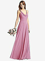 Front View Thumbnail - Powder Pink Cowl Neck Criss Cross Back Maxi Dress