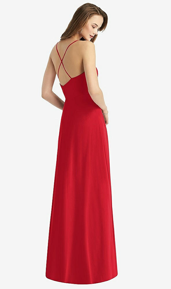 Back View - Parisian Red Cowl Neck Criss Cross Back Maxi Dress