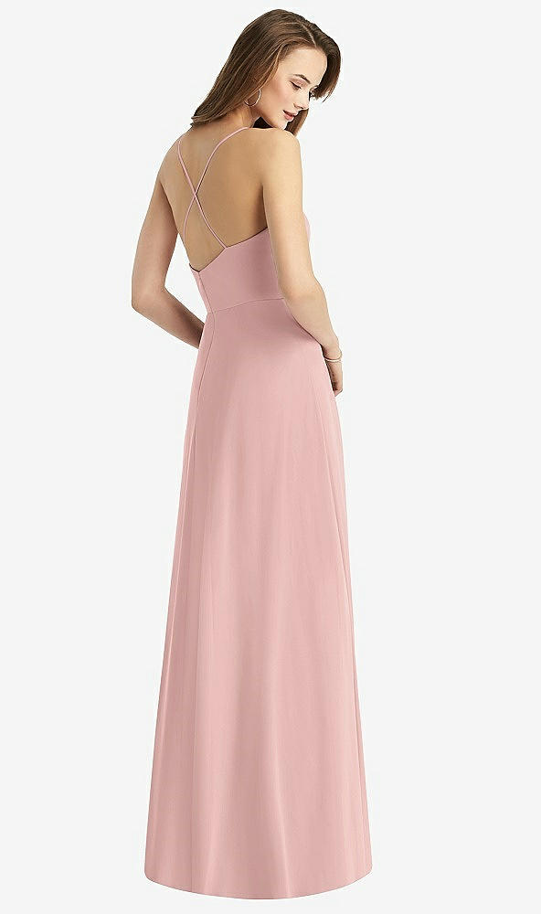 Back View - Rose - PANTONE Rose Quartz Cowl Neck Criss Cross Back Maxi Dress