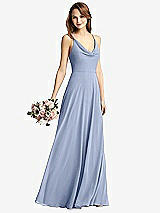 Front View Thumbnail - Sky Blue Cowl Neck Criss Cross Back Maxi Dress