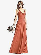 Front View Thumbnail - Terracotta Copper Cowl Neck Criss Cross Back Maxi Dress