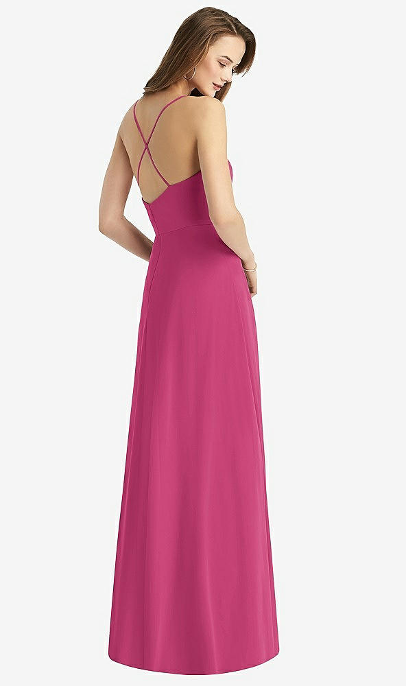 Back View - Tea Rose Cowl Neck Criss Cross Back Maxi Dress