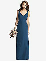 Front View Thumbnail - Dusk Blue Sleeveless V-Back Long Trumpet Gown