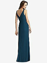 Rear View Thumbnail - Atlantic Blue Sleeveless V-Back Long Trumpet Gown