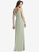 Rear View Thumbnail - Celadon Sleeveless V-Back Long Trumpet Gown