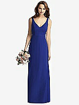 Front View Thumbnail - Cobalt Blue Sleeveless V-Back Long Trumpet Gown