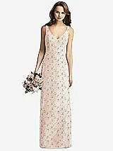 Front View Thumbnail - Coquette Floral Print Sleeveless V-Back Long Trumpet Gown