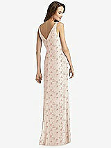 Rear View Thumbnail - Coquette Floral Print Sleeveless V-Back Long Trumpet Gown