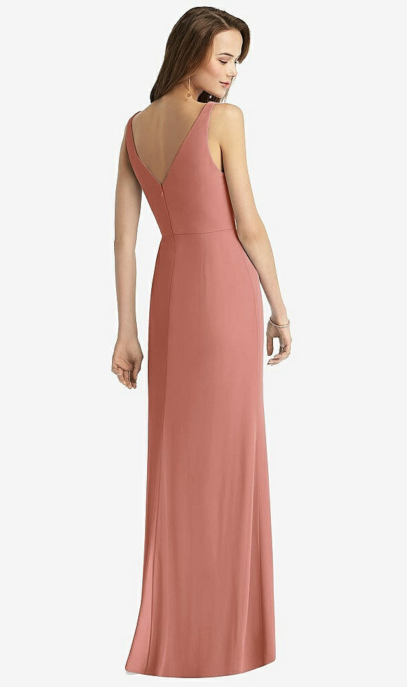 Back View - Desert Rose Sleeveless V-Back Long Trumpet Gown