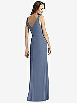 Rear View Thumbnail - Larkspur Blue Sleeveless V-Back Long Trumpet Gown