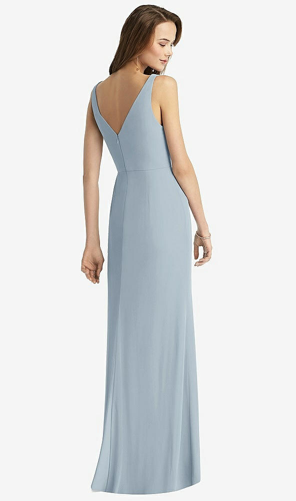 Back View - Mist Sleeveless V-Back Long Trumpet Gown