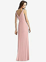 Rear View Thumbnail - Rose - PANTONE Rose Quartz Sleeveless V-Back Long Trumpet Gown