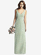 Front View Thumbnail - Vintage Primrose Sage Sleeveless V-Back Long Trumpet Gown