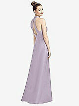 Front View Thumbnail - Lilac Haze High-Neck Cutout Satin Dress with Pockets