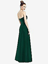 Rear View Thumbnail - Hunter Green Strapless Notch Satin Gown with Pockets