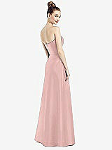 Rear View Thumbnail - Rose - PANTONE Rose Quartz Strapless Notch Satin Gown with Pockets