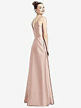 Rear View Thumbnail - Toasted Sugar Draped Wrap Satin Maxi Dress with Pockets