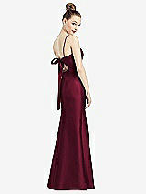 Front View Thumbnail - Cabernet Open-Back Bow Tie Satin Trumpet Gown