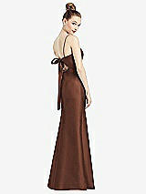 Front View Thumbnail - Cognac Open-Back Bow Tie Satin Trumpet Gown