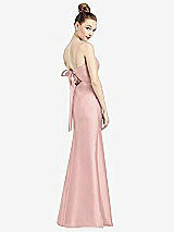 Front View Thumbnail - Rose - PANTONE Rose Quartz Open-Back Bow Tie Satin Trumpet Gown