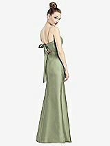 Front View Thumbnail - Sage Open-Back Bow Tie Satin Trumpet Gown