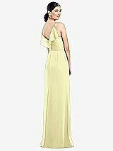 Front View Thumbnail - Butter Yellow Ruffled Back Chiffon Dress with Jeweled Sash