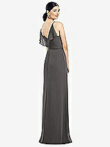 Front View Thumbnail - Caviar Gray Ruffled Back Chiffon Dress with Jeweled Sash