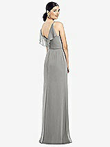 Front View Thumbnail - Chelsea Gray Ruffled Back Chiffon Dress with Jeweled Sash