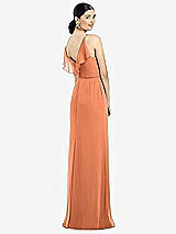 Front View Thumbnail - Sweet Melon Ruffled Back Chiffon Dress with Jeweled Sash