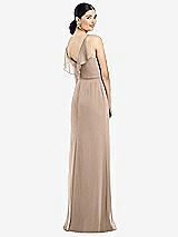 Front View Thumbnail - Topaz Ruffled Back Chiffon Dress with Jeweled Sash