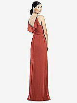 Front View Thumbnail - Amber Sunset Ruffled Back Chiffon Dress with Jeweled Sash