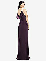 Front View Thumbnail - Aubergine Ruffled Back Chiffon Dress with Jeweled Sash