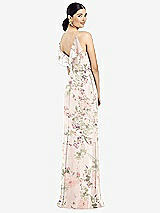 Front View Thumbnail - Blush Garden Ruffled Back Chiffon Dress with Jeweled Sash