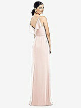 Front View Thumbnail - Blush Ruffled Back Chiffon Dress with Jeweled Sash