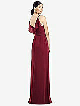 Front View Thumbnail - Burgundy Ruffled Back Chiffon Dress with Jeweled Sash