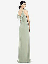 Front View Thumbnail - Celadon Ruffled Back Chiffon Dress with Jeweled Sash