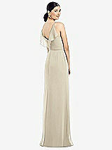 Front View Thumbnail - Champagne Ruffled Back Chiffon Dress with Jeweled Sash