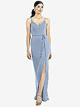 Rear View Thumbnail - Cloudy Ruffled Back Chiffon Dress with Jeweled Sash