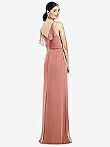 Front View Thumbnail - Desert Rose Ruffled Back Chiffon Dress with Jeweled Sash