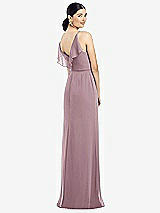 Front View Thumbnail - Dusty Rose Ruffled Back Chiffon Dress with Jeweled Sash