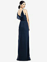 Front View Thumbnail - Midnight Navy Ruffled Back Chiffon Dress with Jeweled Sash