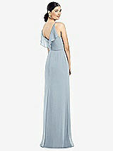 Front View Thumbnail - Mist Ruffled Back Chiffon Dress with Jeweled Sash