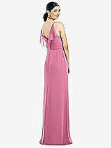 Front View Thumbnail - Orchid Pink Ruffled Back Chiffon Dress with Jeweled Sash