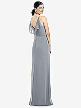 Front View Thumbnail - Platinum Ruffled Back Chiffon Dress with Jeweled Sash