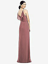 Front View Thumbnail - Rosewood Ruffled Back Chiffon Dress with Jeweled Sash