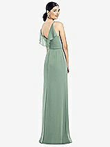 Front View Thumbnail - Seagrass Ruffled Back Chiffon Dress with Jeweled Sash