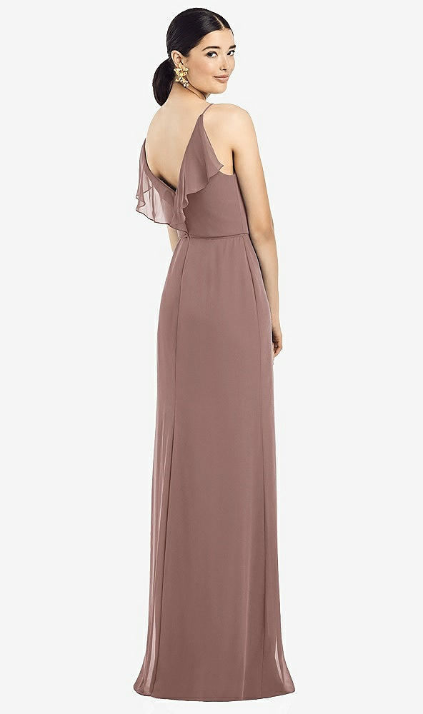 Front View - Sienna Ruffled Back Chiffon Dress with Jeweled Sash