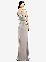 Front View Thumbnail - Taupe Ruffled Back Chiffon Dress with Jeweled Sash