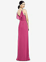 Front View Thumbnail - Tea Rose Ruffled Back Chiffon Dress with Jeweled Sash